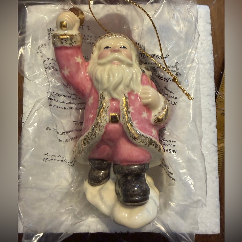 NIB Lenox Rare Santa Ornament with pink suit